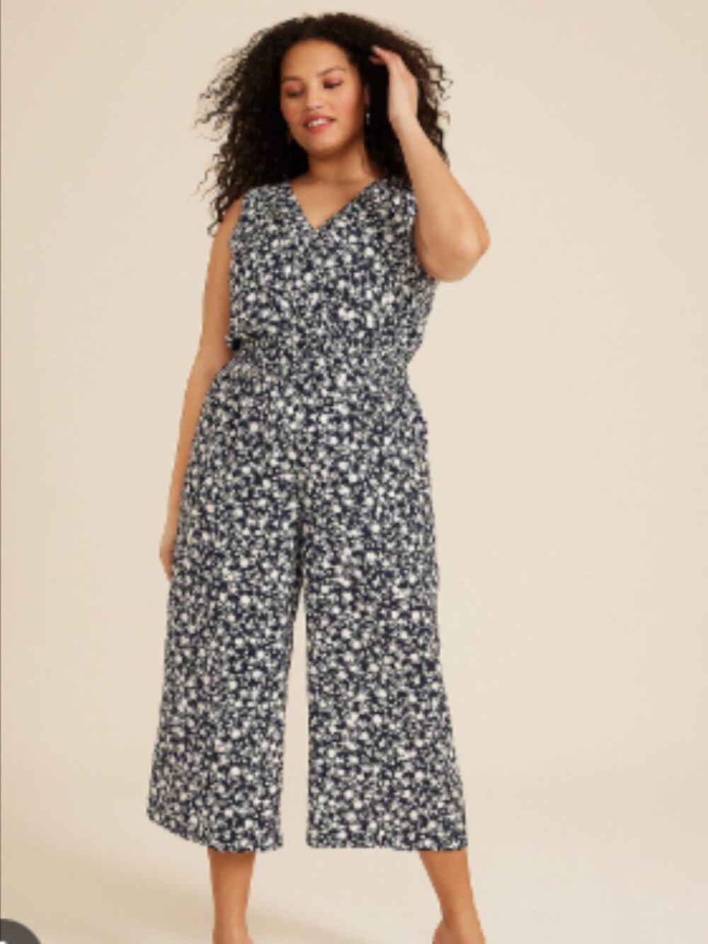 Maurices Navy Floral Sleeveless Jumpsuit